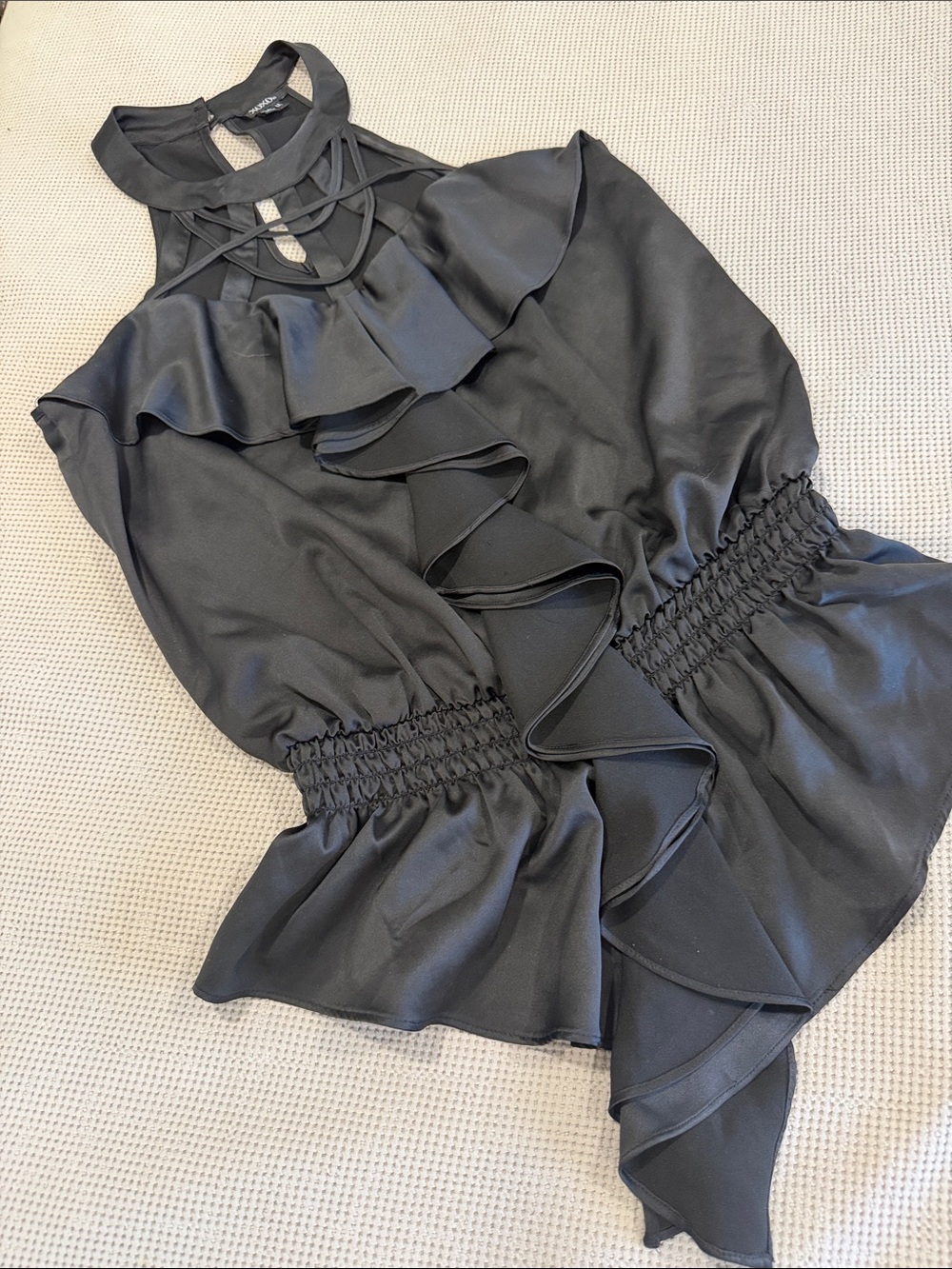 XOXO Black Ruffle Halter Camisole